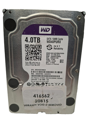 WD Purple 4TB 3,5'' Überwachungsfestplatte WD40PURX SATA 64MB Cache 100% Health