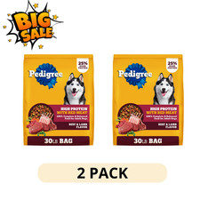 2 Pack Pedigree High Protein Beef Lamb Dry Dog Food 30 lb Bag 1.05 per pound