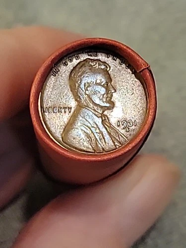 Beautiful Au+ 1931 S&D Mint Pennies Ends Of Lincoln Wheat Cent Roll
