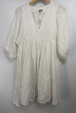 Citrus Boutique White Double Cotton Gauze Dress sz Large Mini Length Swing