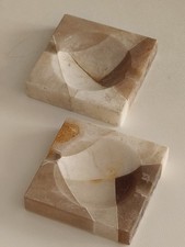 Coppia Posaceneri Vintage Anni 90 in Onice / Alabastro Squadrati 8x8 cm