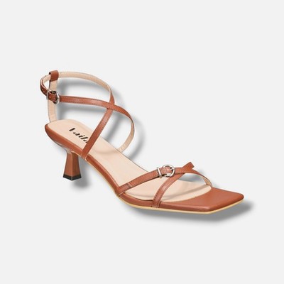 VAILA SHOES Women's Brown Isabella Strappy Kitten-Heel Sandals Shoes Size 14