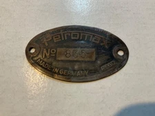 Vintage Petromax 835 Kerosene Lamp Nameplate. Lot 13-A8