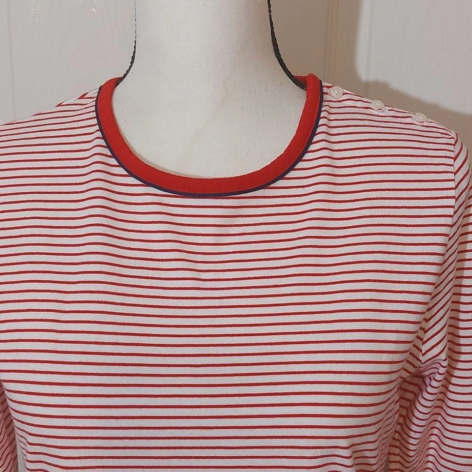 Camiseta Tommy Hilfiger Roja Blanca Rayas Manga Larga Talla M Foto 2 de 4