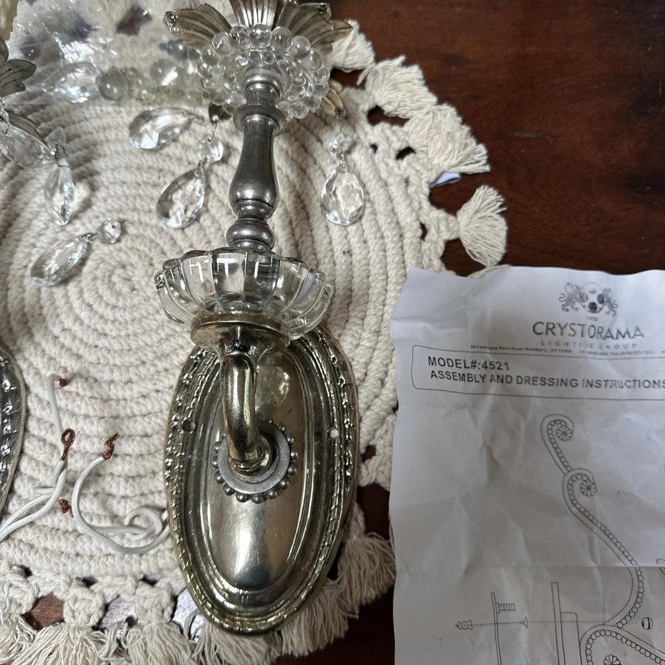 Juego de pares de apliques de pared de luz Crystorama Lighting 4521 nuevo en caja cristales OpenChrome A1 Foto 3 de 4