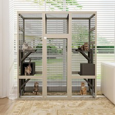 70.1"H Outdoor Cat House Wooden Catio Cat Play Run Enclosures with 5 Platforms