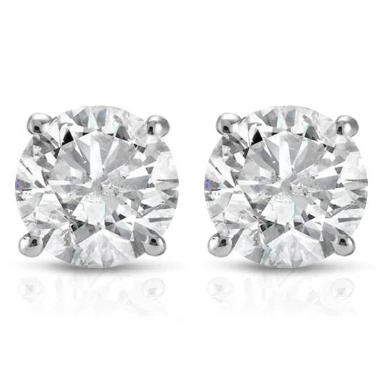 1/2Ct TW Round Natural Diamond Studs Women's Earrings 14K White Or Yellow Gold
