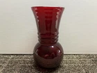 Vintage Anchor Hocking Royal Ruby Red Glass Ribbed Vase 6 1/4" tall