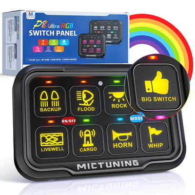 MICTUNING 8 Gang On-Off LED Switch Pod Touch Multifunction Switch Box for Car