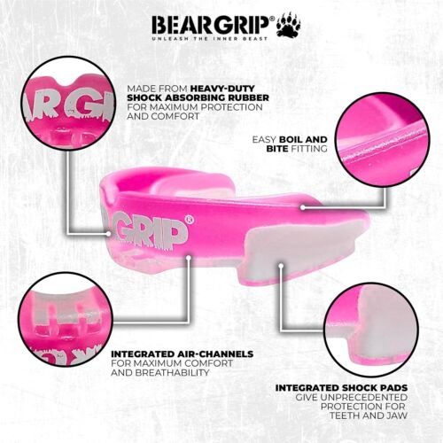 BEAR GRIP Mouthguard Gum Shield for Boxing, Rugby, MMA, Hockey Adult Kids Sizes - Picture 17 of 29