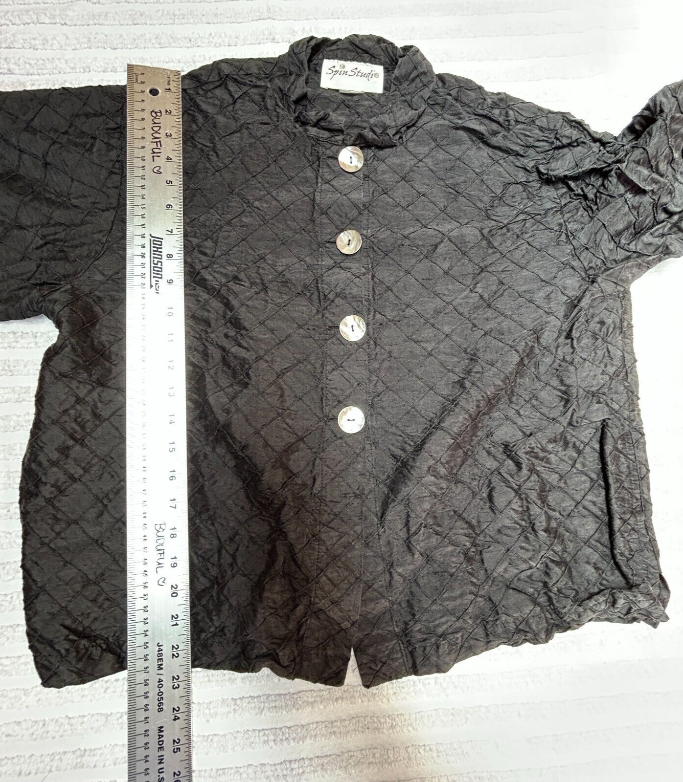 Spin Studio Womens Medium Button-Front Ruffle Col… - image 7