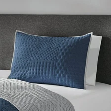 Navy Solid Patchwork Mainstays King Pillow Sham (577-80)