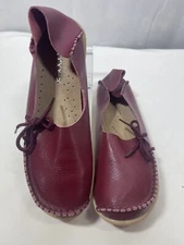 SOCOFY Women's 39EU/8US Red Leather Flats Moccasins Shoes, Super Cute