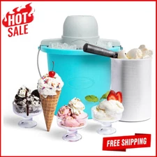 4 Qt Electric Ice Cream Maker Old Fashioned Soft Serve Kitchen Appliance Aqua US