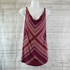 CAbi 3084 Womens Printed Drape Tank Sz Small Maroon Purple Rayon