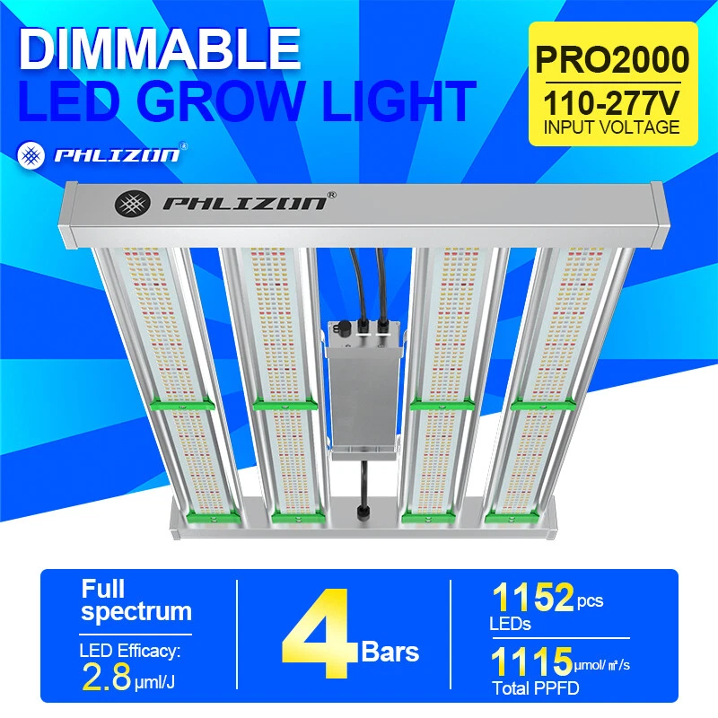 Phlizon PRO 2000W LED Grow Light Bars Full Spectrum Indoor