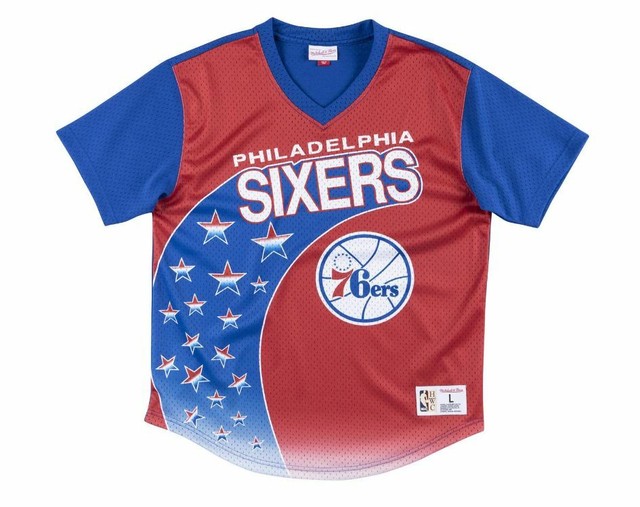 Mitchell And Ness Game Winning Shot Mesh V-Neck T-Shirt Philadelphia 76ers | eBay