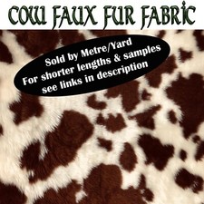 Brown/Cream Guernsey Cow Faux Fur Fabric 150cm wide 60" by metre yard