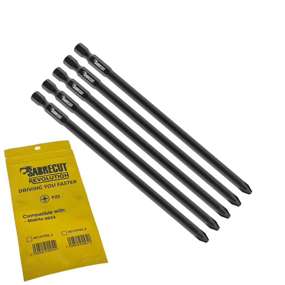 5 x SabreCut PZ2 Autofeed Collated Screwdriver Bits for Makita 6834 P-66254