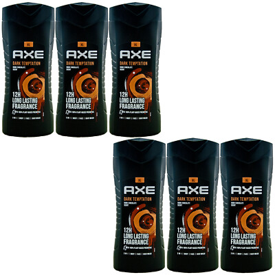 Axe Duschgel DARK TEMPTATION 6 x 400ml Körper Gesicht & Haar dunkle Schokolade