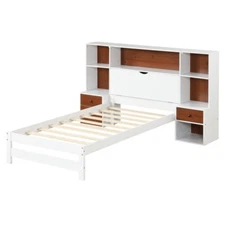 3-in-1Platform Bed Frame Furniture Set Bedroom w/Storage Headboard & Nightstands