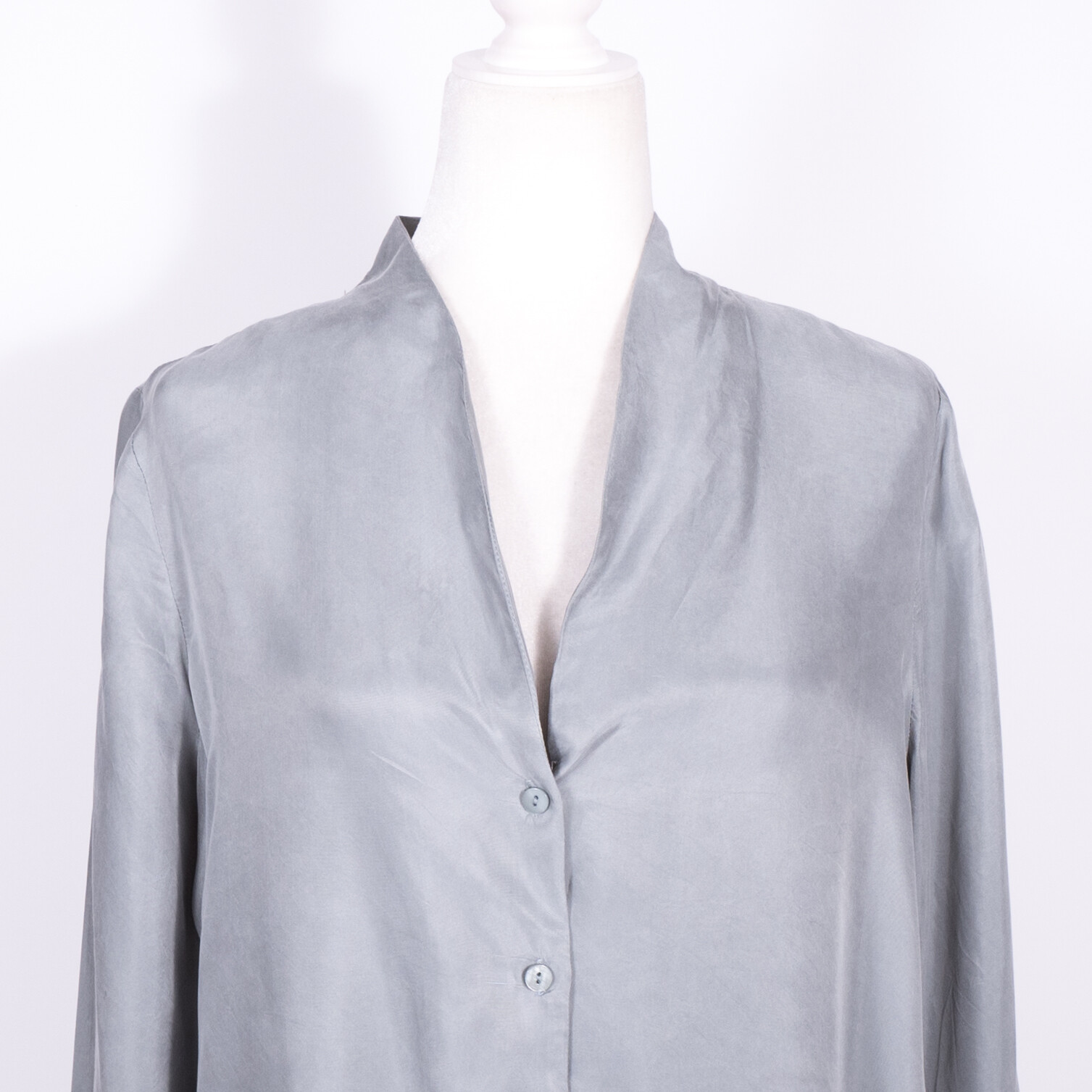 Soft Surroundings Gray Standup Collared Button Up… - image 2