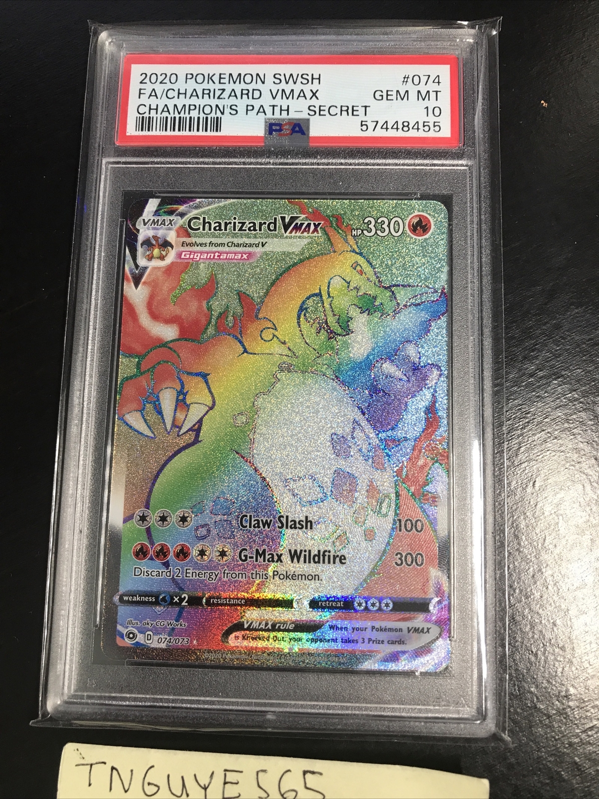 2020 Pokemon Champion's Path Card 74/73 Charizard Rainbow Vmax Graded PSA 10 Gem