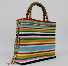 Borsa Beige Fatta a Mano all'Uncinetto Cerniera