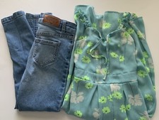 Lilt Victory Heart Jeans Jumpsuit Set Of 2 Girls Size XXS 6X