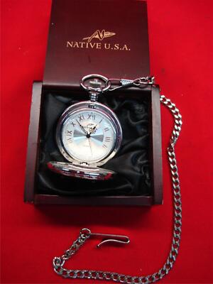 NATIVE U.S.A. HUNT CASE POCKET WATCH WITH CROSSED GOLF CLUBS ON COVER - UNUSED.