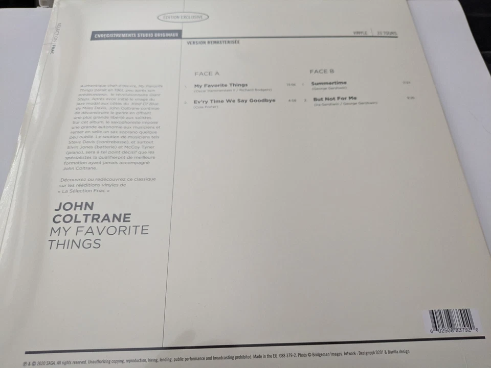 JOHN COLTRANE - MY FAVORITE THINGS - VINYLE 30 CM. 33 TOURS - NEUF - Photo 2/2