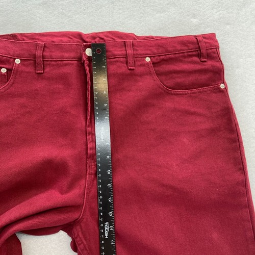 Vintage Jordache Jeans Mens 44x30 Relaxed Fit Tapered Leg Red Denim Western Y2K - Picture 8 of 12