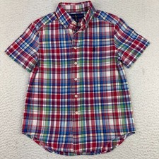 Ralph Lauren Shirt Boys Small 8 Short Sleeve Plaid Button Down Preppy School