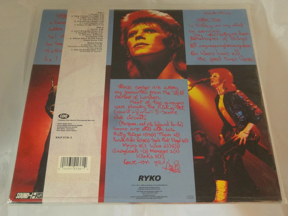 David Bowie Pinups Sealed Vinyl Record LP USA 1990 Limited Edition, Numbered - Image 2 of 4