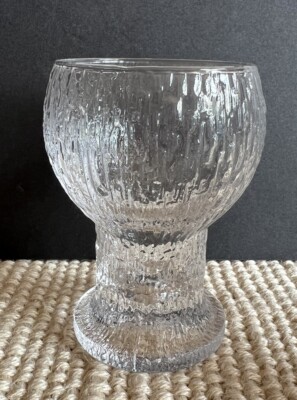 Vintage Iittala KEKKERIT WHITE Wine Glass 4 3/8'' by Timo Sarpaneva, Finland.