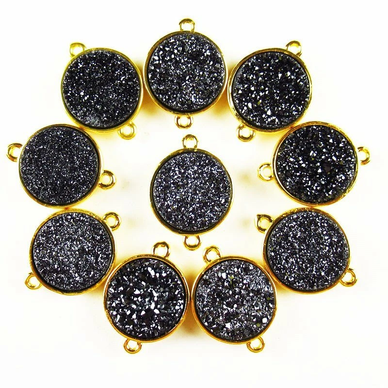 10 Piezas Cristal Titanio Ágata Druzy Cuarzo Geoda Conector Colgante Cuentas 117BBS Foto 2 de 4