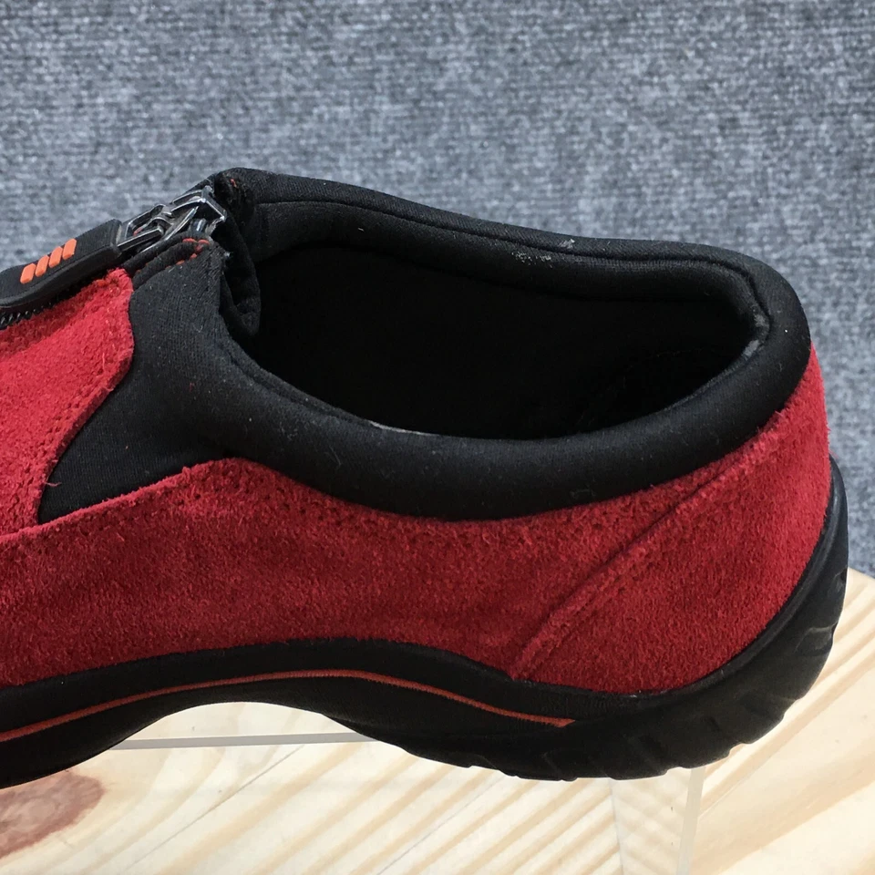 Zapatos Lands End para mujer 7 B todo clima mocasín con cremallera frontal 322424 cuero gamuza rojo Foto 4 de 4