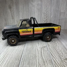 Vtg 14” Tonka 4x4 Pickup Toy Truck Pressed Steel Black & Yellow 11062 XR101 READ