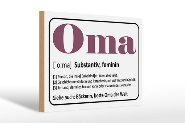 Holzschild Spruch 30X20 Cm Oma BäCkerin Beste Oma Welt Deko Schild Wooden Sign-image