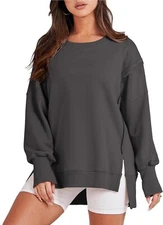 ANRABESS Women's Oversized Sweatshirt Crew Neck Long Sleeve Size S