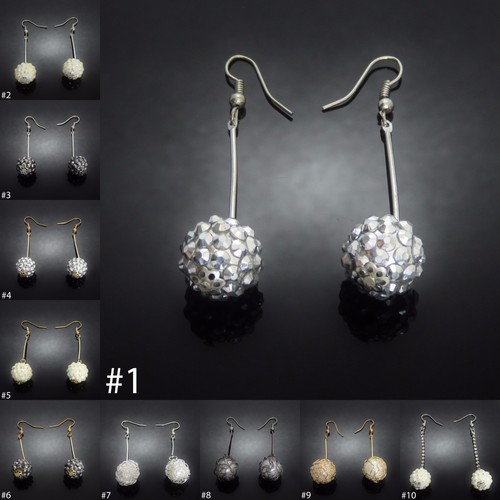 Shamballa Ball Earrings Pair drop dangling ladies womens jewellery UK