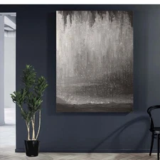 Home Aesthetics Oil Painting Handmade Abstract Wall Poster Grey Art Decor