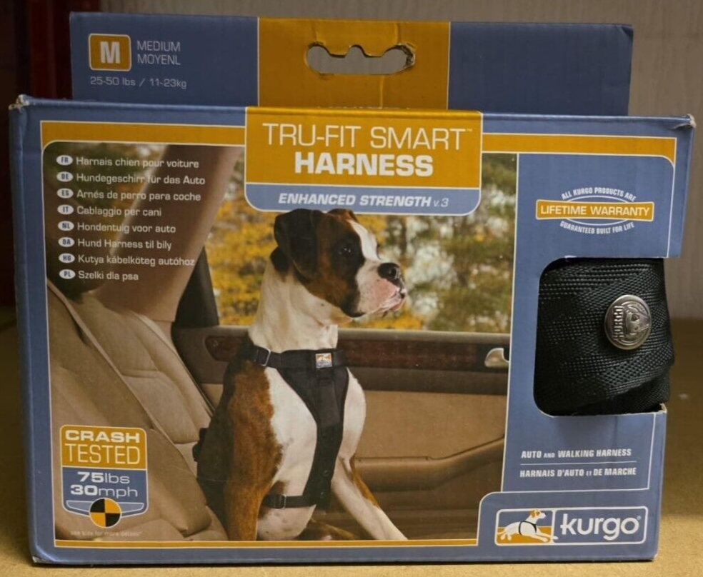 Kurgo Enhanced Strength Tru-Fit Smart Dog Harness - Medium - Black