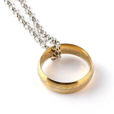 Lord of the Rings Necklace LOTR Jewelry The One Ring of Power - Gold Plated
