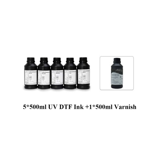 5X500ml UV DTF INKS 500ml Varnish For A3 DTF/A3 UV DTF Pinter CMYKW+V Coating - Afbeelding 4 van 4