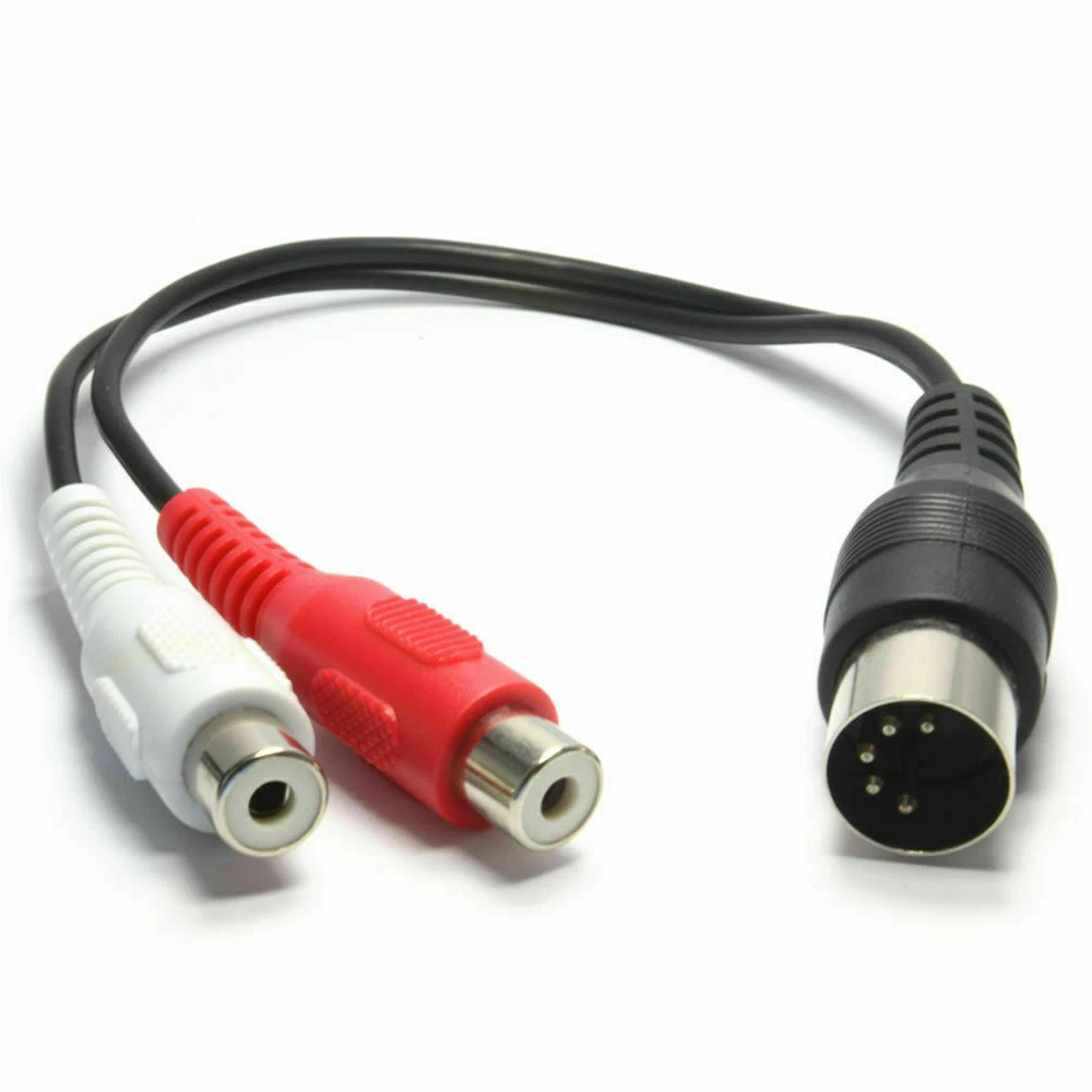 MIDI DIN 5 PIN Male Plug to Dual RCA Phono Female Jack Audio Adapter Cable  50cm