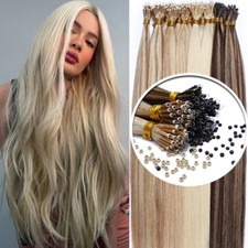 100-300S THICK Nano Ring Rings Loop Remy Human Hair Extensions Beads Blonde 1g/s