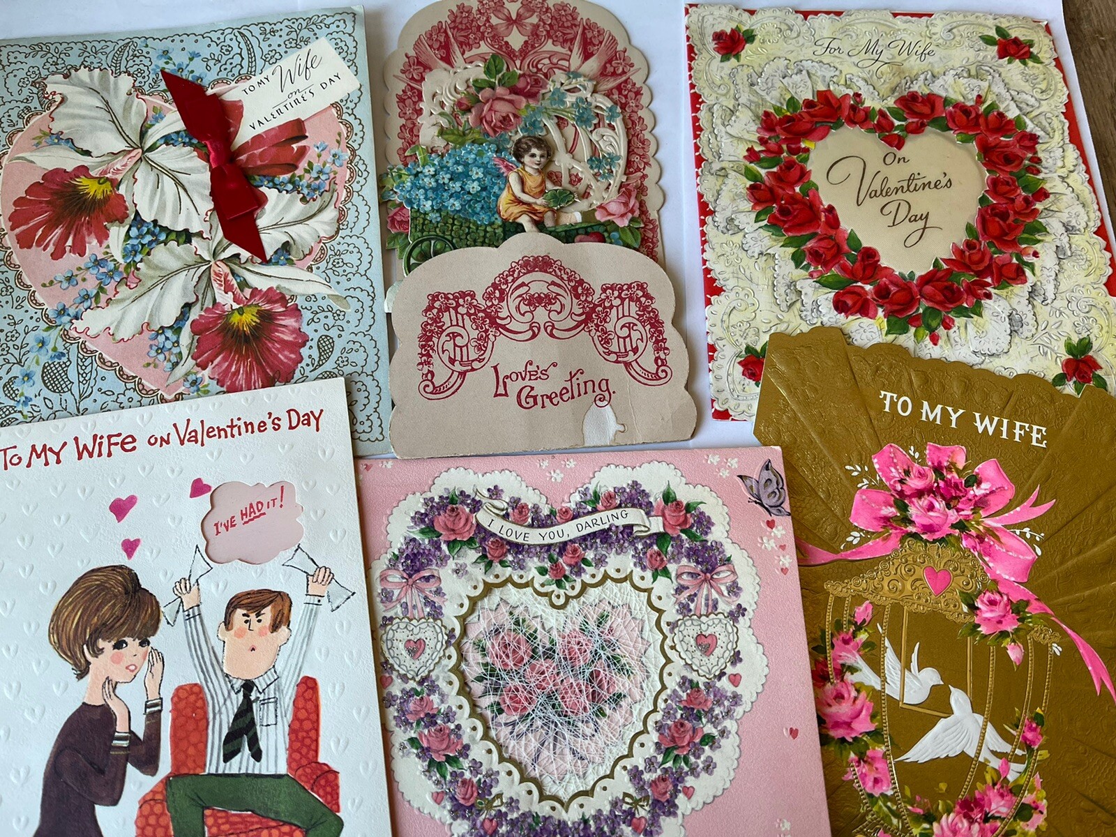 Vintage Valentines Day Greeting Cards For Wife Lot Of 6 1924 Germany