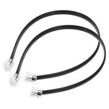2 Pack 1ft Telephone Cord, RJ12 6P6C Male to Male, Straight Wired, Black