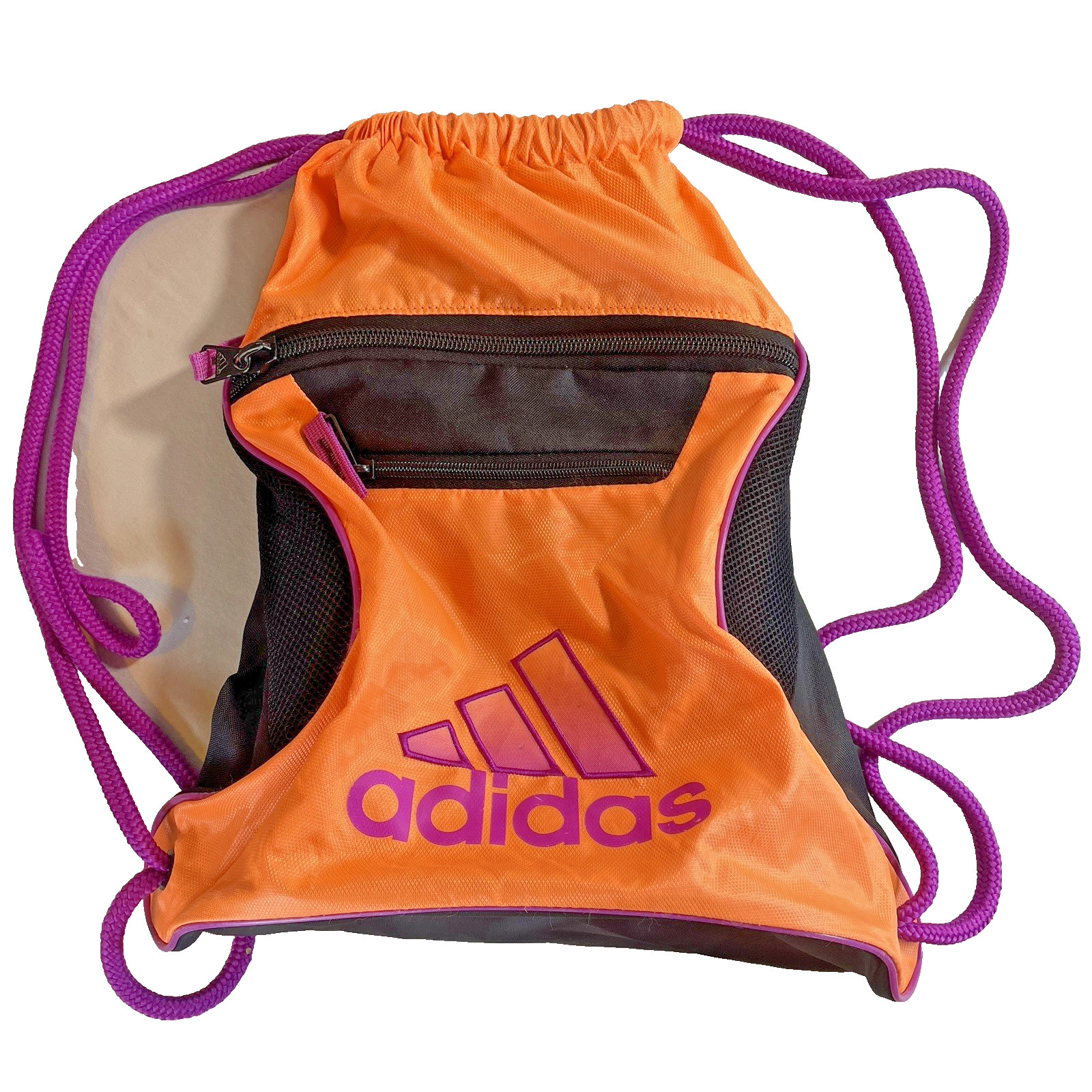 Adidas Drawstring Backpack Orange Black Purple St… - image 1